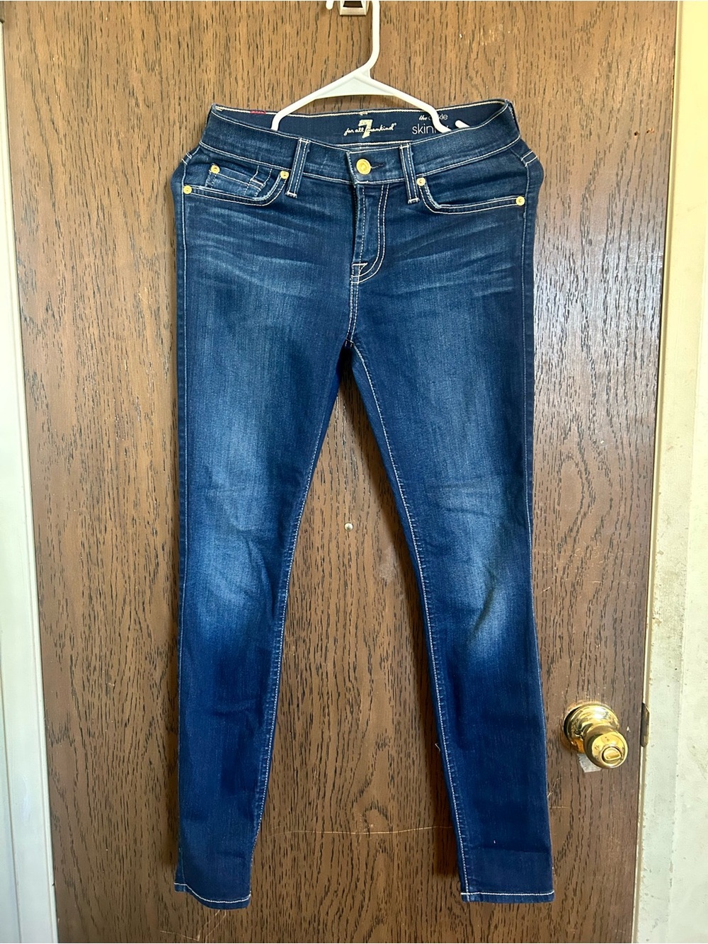 7 For All Mankind Dark Wash Skinny Jeans A19